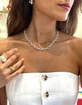 Collar eslabones blanco