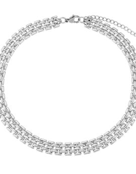 Collar choker block plata