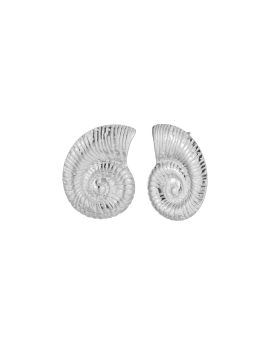Pendiente fosil caracola plata