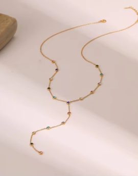 Collar largo brillos multi